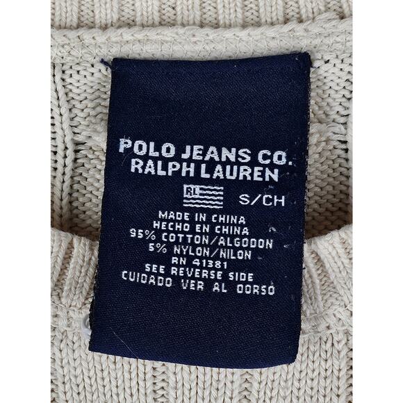 POLO JEANS CO. RALPH LAUREN WOMEN'S CABLE KNIT SWEATER RN41381 SIZE S - Picture 5 of 9